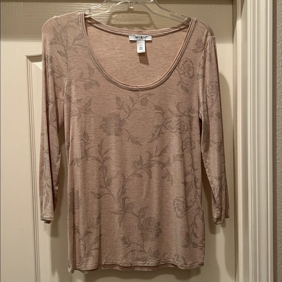 White House Black Market Tops - White House Black Market Metallic Striped 3/4 Sleeve Top Size Small